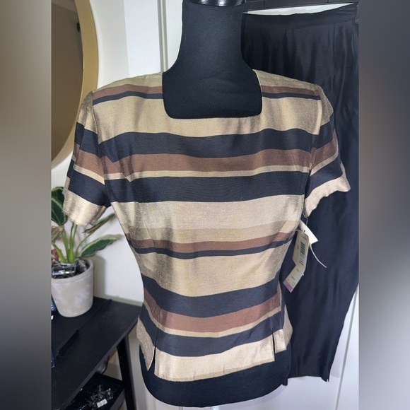 VINTAGE NWT Brown & Black Top & Pantsuit - Picture 2 of 12